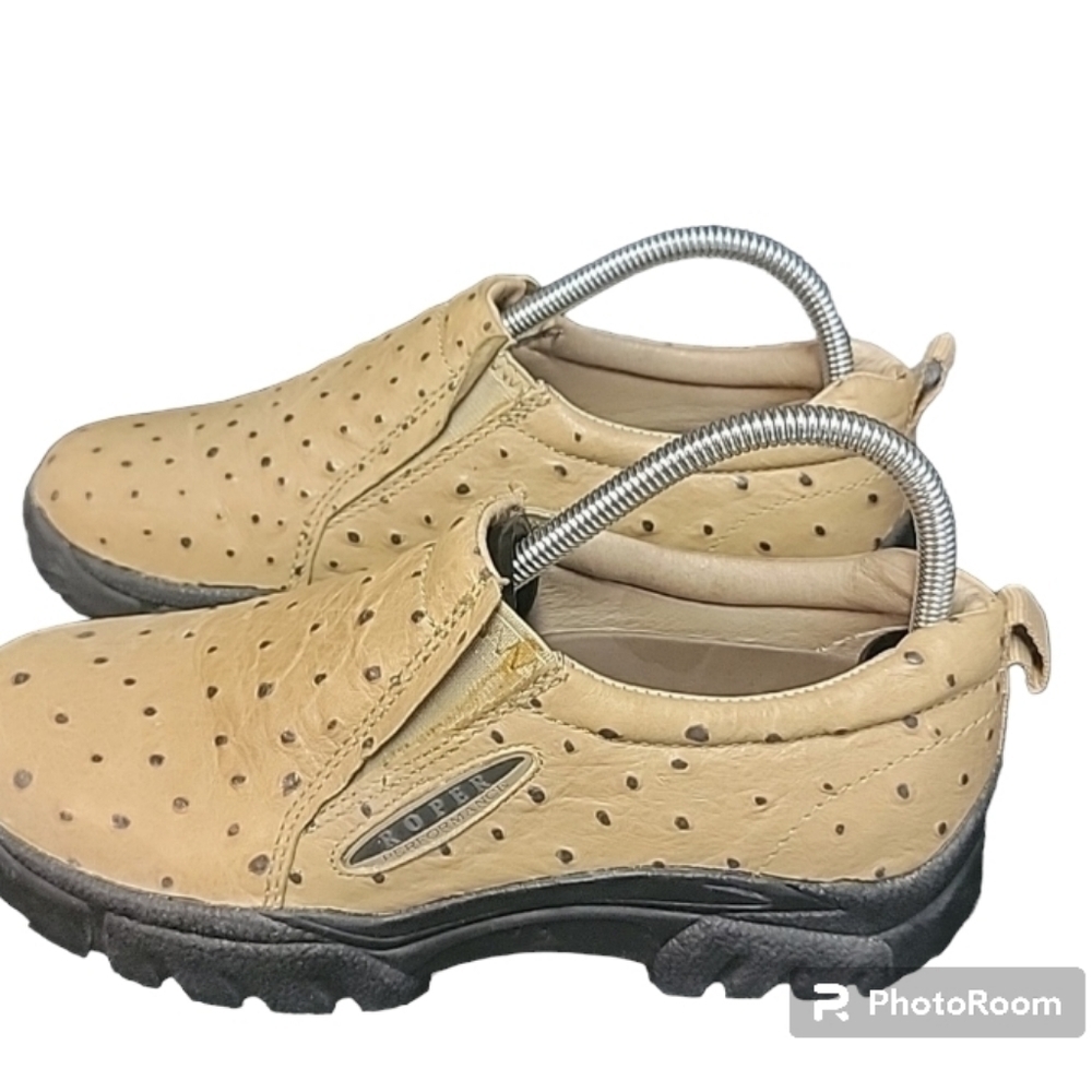 Ropers faux Ostrich slip on Women's size 9. Rugged Rubber out sole - Picture 4 of 9